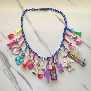 VTG 80s plastic charms and bells necklace